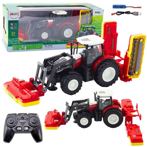 Zdalnie sterowany traktor z kosiarkami dla dzieci