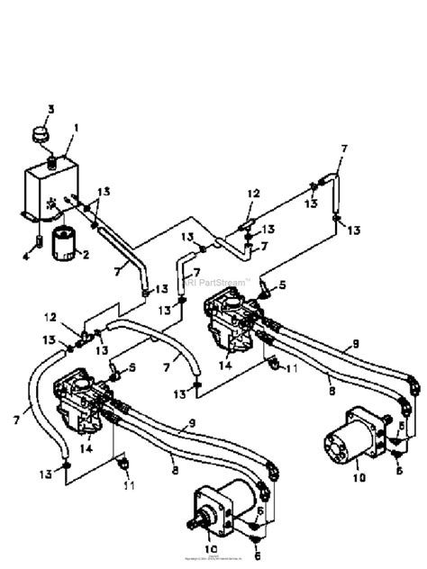 Diagram of a Bobcat hydraulic system with pump and cooler indicated