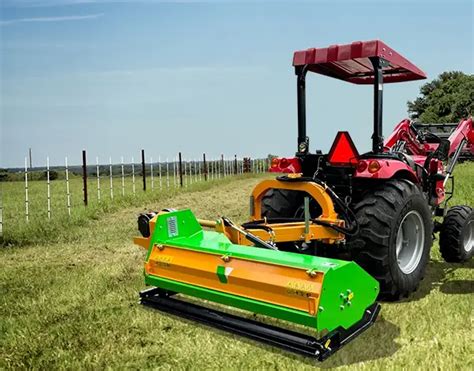 Collage of photos showing flail mowers used in different environments: roadside, orchard, solar farm, overgrown field