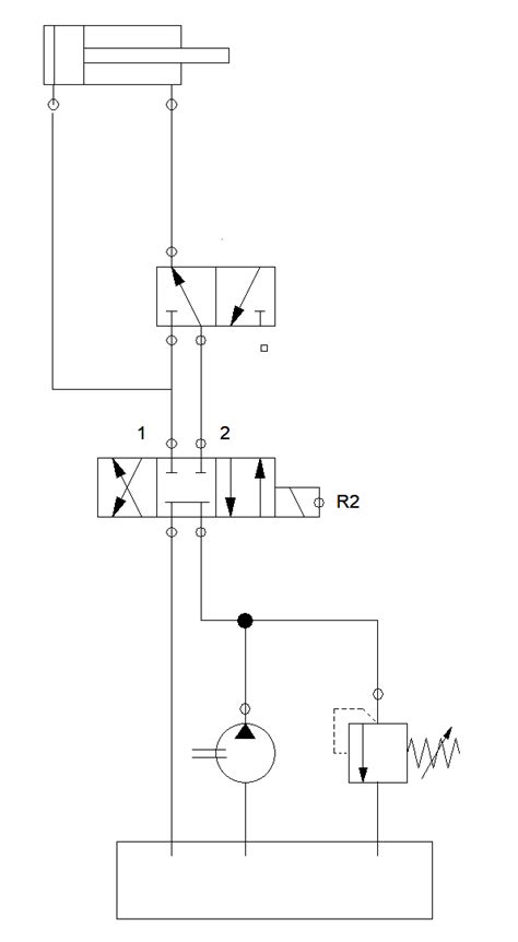 Szkic schematu układu hydraulicznego Bobcat z zaznaczonymi punktami kontroli ciśnienia i filtrem