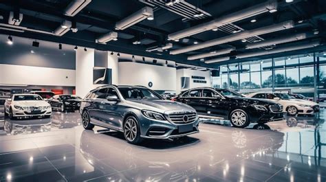 Thematic photo of a car dealership showroom with new cars, possibly with a brochure about insurance.