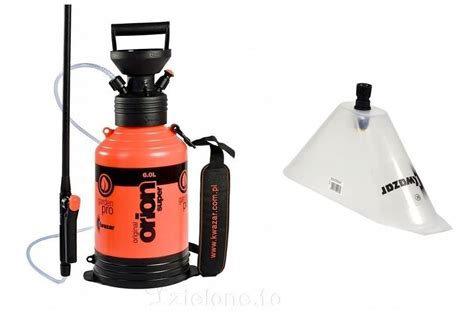 Opryskiwacz Kwazar Orion Super New 6L z widoczną lancą teleskopową i paskiem