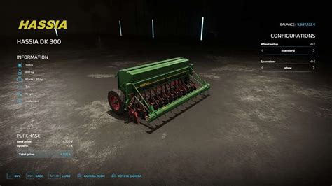 Zrzut ekranu siewnika konnego Hassia w grze Farming Simulator 15 podczas pracy na polu