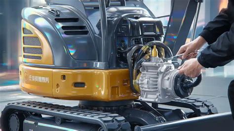 operator wymieniający pompę hydrauliczną w minikoparce