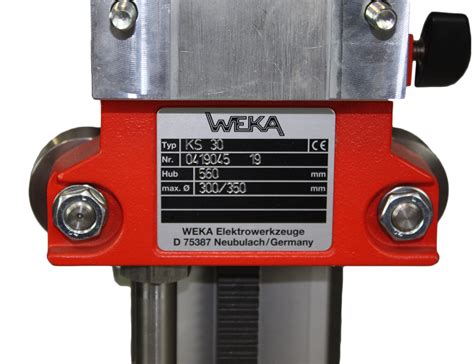 Rysunek techniczny statywu Weka KS 30S z zaznaczonymi kluczowymi elementami