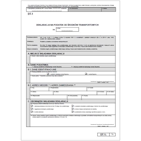 formularz deklaracji DT-1 w wersji elektronicznej