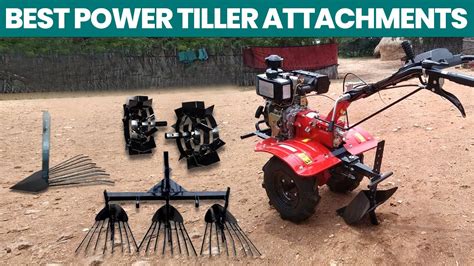 Infographic showing different tiller attachments and their functions
