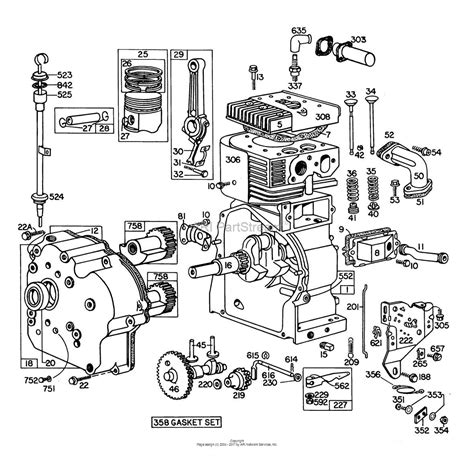 Technical diagram of a 4-stroke OHV engine in a tiller