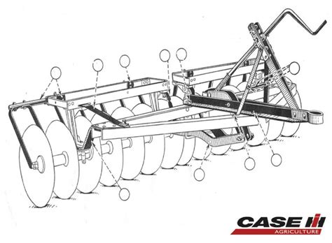 Technical diagram of a disc harrow with dimensions