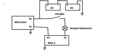 Schemat podłączenia zewnętrznego regulatora napięcia do alternatora