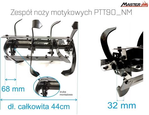 Schemat działania glebogryzarki, pokazujący obracające się noże rozdrabniające glebę.