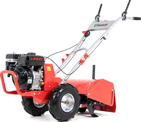 Ilustracja przedstawiająca różne modele glebogryzarek Faworyt z ich kluczowymi cechami