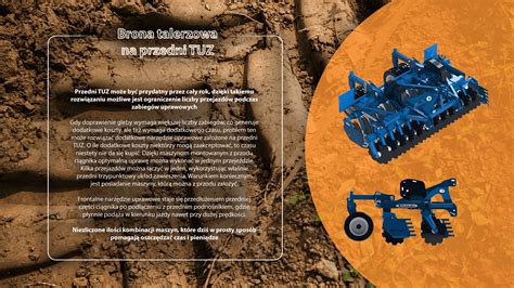 Infografika przedstawiająca budowę brony talerzowej z opisem głównych elementów