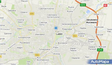Mapa drogowa Lublina i okolic, zaznaczająca główne arterie komunikacyjne.