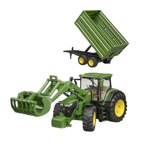 Zabawka ciągnik John Deere z ładowaczem i przyczepą