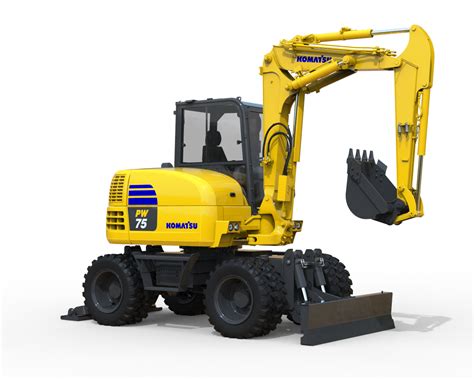 Thematic photo of a Komatsu wheeled excavator working on a construction site
