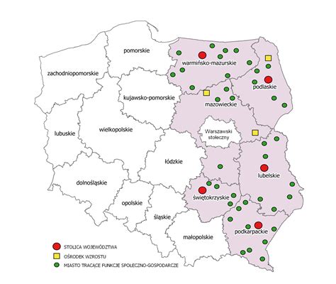 Mapa regionu Obornik z zaznaczonymi obszarami przemysłowymi