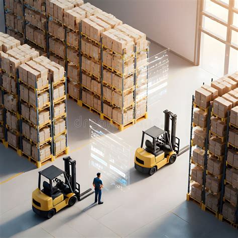 Thematic photo of a modern warehouse with forklifts in operation
