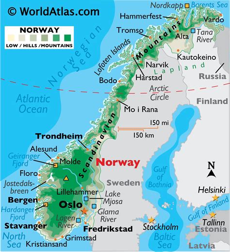 Map of Norway highlighting industrial and logistics hubs