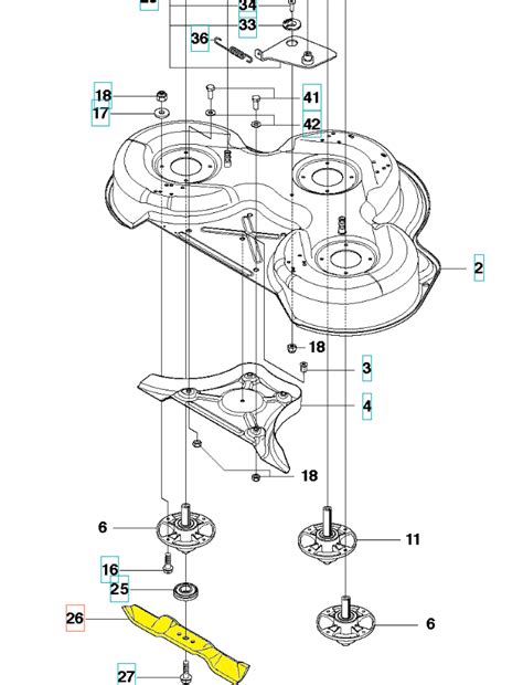 schemat decka tnącego Husqvarna Rider