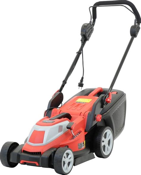 Thematic photo of Faworyt KC 1601 electric lawnmower in a well-maintained garden.