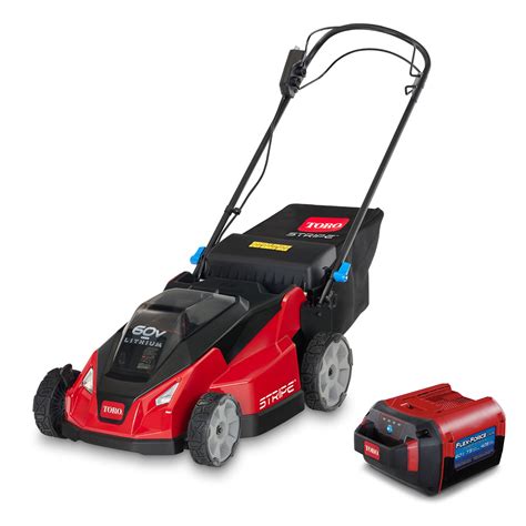 Thematic photo of a Toro cordless lawn mower in a garden