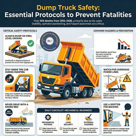 Infographic showing a stability test of a dump truck