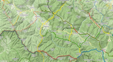 Mapa szlaków turystycznych w okolicy Przełęczy Brona