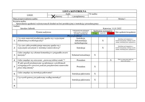 Schemat kontroli żurawia przed rozpoczęciem pracy