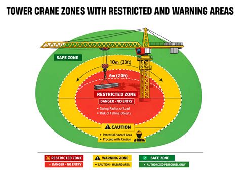 Diagram illustrating safe operating zones for a mini crane