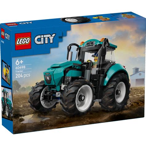 Zestaw LEGO City Traktor (60498) złożony, prezentujący traktor z minifigurką rolnika