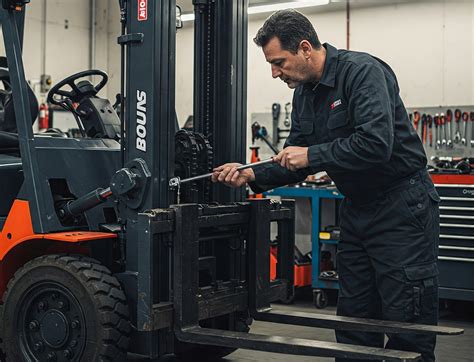 Wózek widłowy podczas serwisu hydrauliki