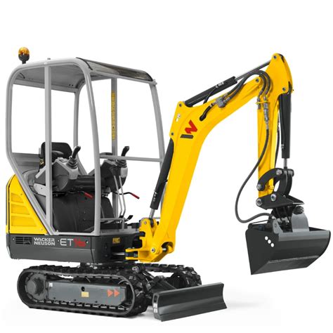 The Wacker Neuson ET16 mini excavator working on a construction site, highlighting its compact size and maneuverability