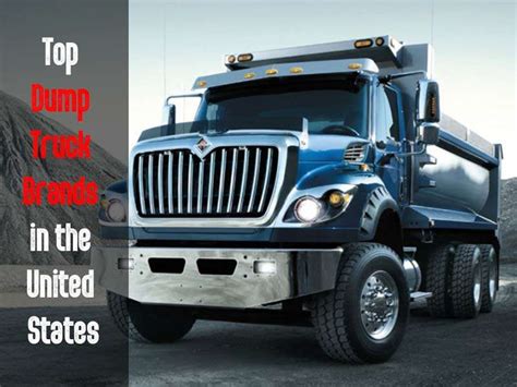 Infographic comparing leading dump truck brands and their key features