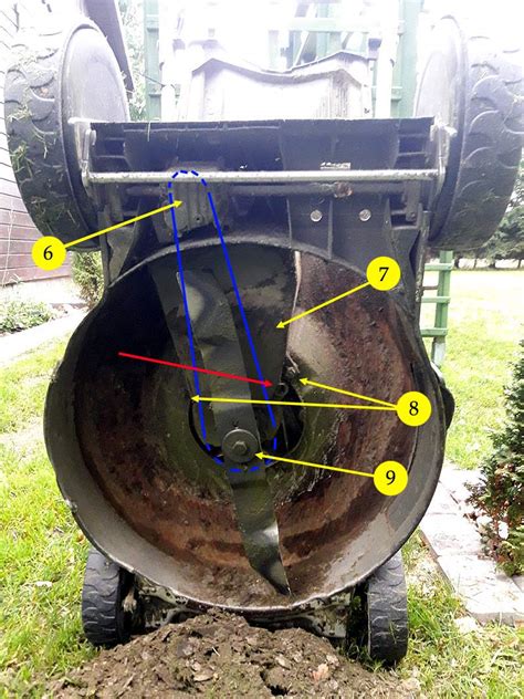 przekrój technologii mielenia trawy w kosiarce