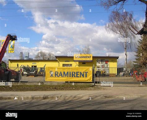 Thematic photo of a large Ramirent rental depot with various construction and garden equipment.