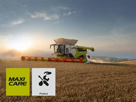 Infografika przedstawiająca zakres usług serwisowych Claas MAXI CARE