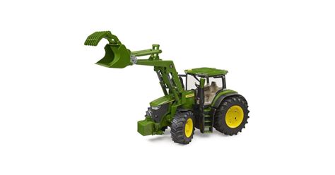 Zabawka ciągnika John Deere 7R 350 z ładowaczem czołowym i przyczepą do drewna