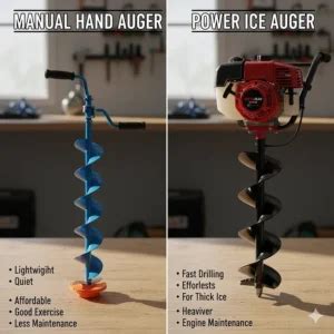 Comparison chart of manual, electric, and petrol augers