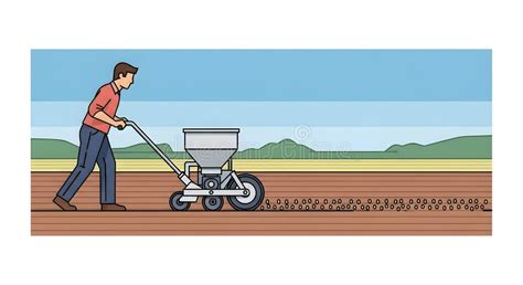 Illustration of cross-method sowing with a spreader