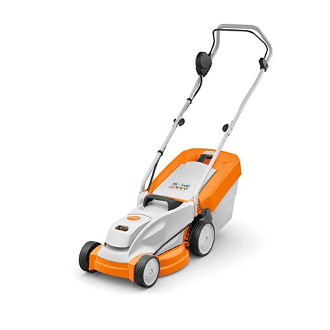 Thematic photo of STIHL RMA 235 lawnmower in a small garden