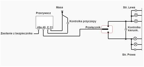 Schemat ideowy prostego elektronicznego przerywacza kierunkowskazów