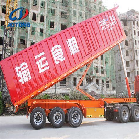 Infographics showing different tipping mechanisms of a trailer (rear and three-way)