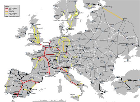 Mapa Europy z zaznaczonymi trasami transportu międzynarodowego