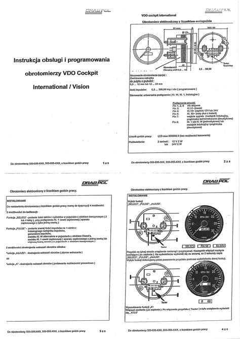 Schemat podłączenia licznika motogodzin i obrotomierza JCB
