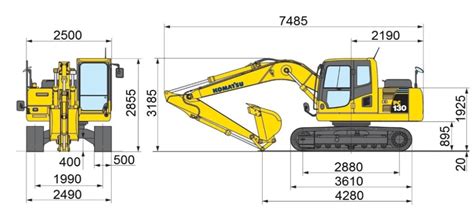 schemat zasięgu ramienia koparki Komatsu PC290NLC