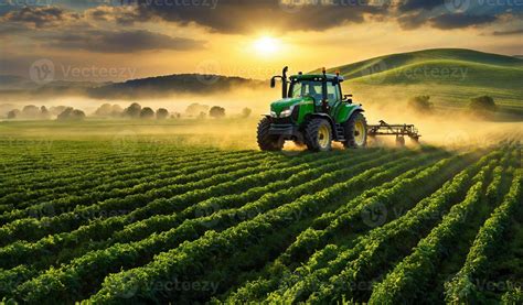 Thematic photo of Austrian mountain landscape with a modern agricultural tractor working on a slope