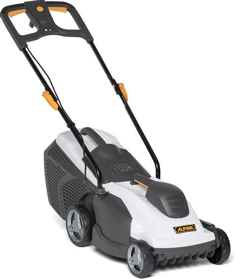 Thematic photo of the Alpina AL1 34 E lawnmower in a garden