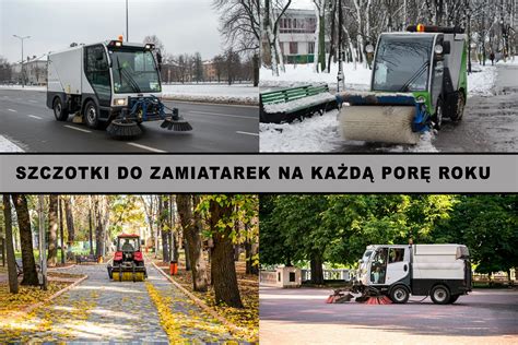Różne typy zamiatarek ciągnikowych zamontowanych na pojazdach
