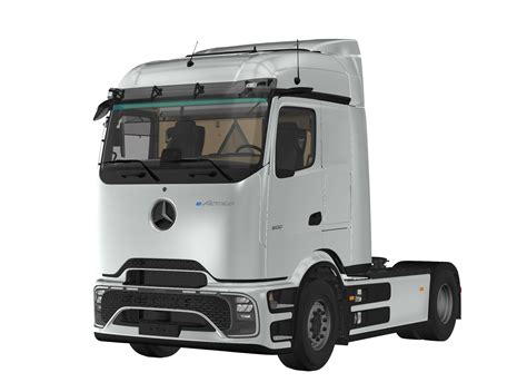 Wizualizacja elektrycznego ciągnika siodłowego Mercedes-Benz eActros 600 podczas ładowania.